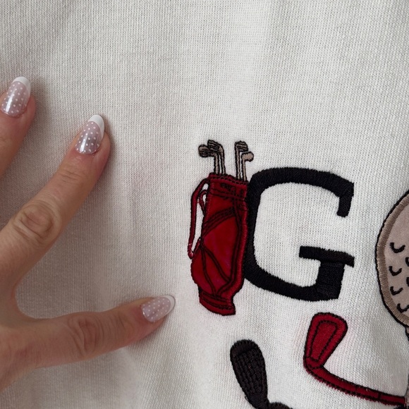 Vintage 90s Golf embroidered pullover sweater John Ashford ball clubs sporty XL - Picture 3 of 8